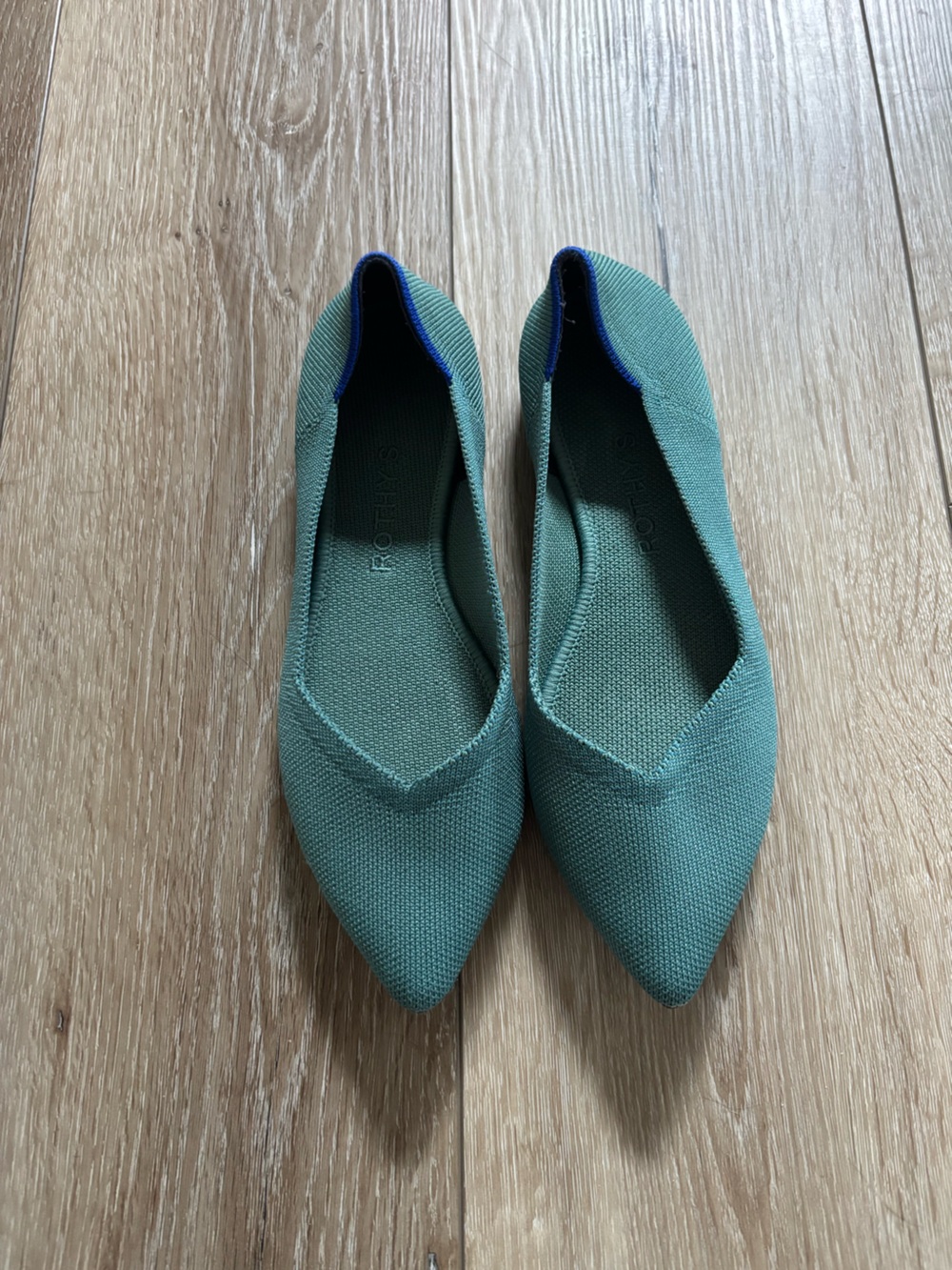 Rothy's Teal Knit Pointed Flats
